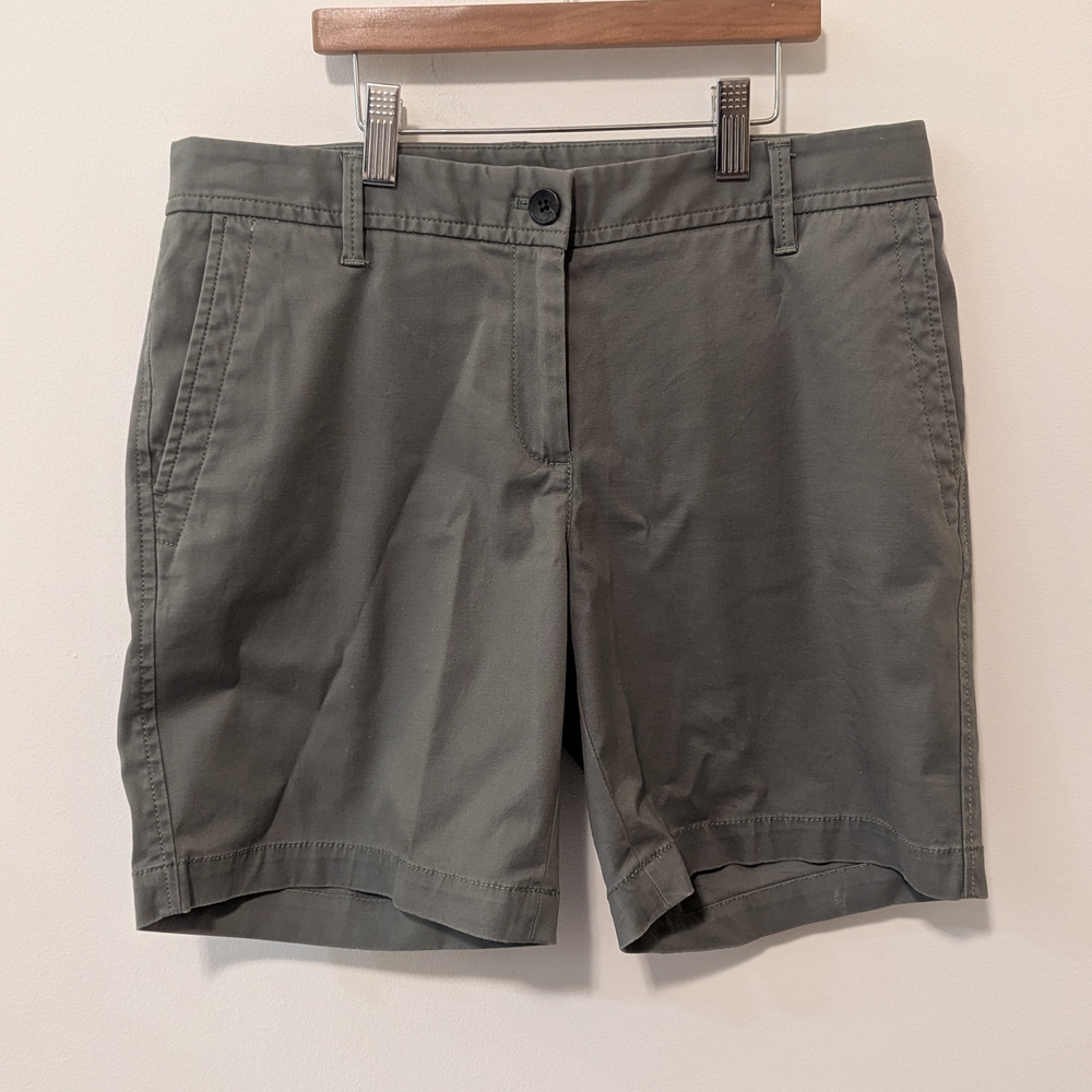 Talbots Olive Green 7" Shorts Relaxed Fit Cotton Blend Chino Short size 2